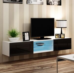 CAMA MEBLE Nástenný TV stolík VIGO 180 GLASS Farba: biela/čierna
