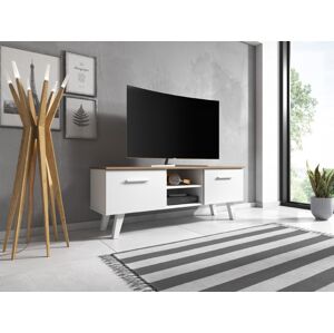 VIVALDI TV stolík Nord 140, 2K, biely matný/craft taboco