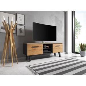 VIVALDI TV stolík Nord 140, 2K, čierny matný/craft gold
