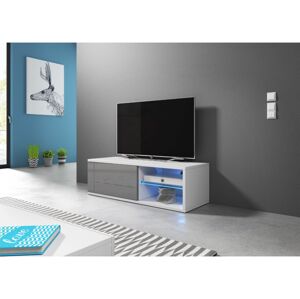 VIVALDI TV stolík BEST s LED osvetlením, biely/sivý