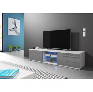 VIVALDI TV stolík HIT, s LED osvetlením, biely/sivý