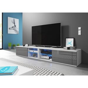 VIVALDI TV stolík BEST DOUBLE, biely a sivý, s LED osvetlením