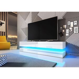 VIVALDI TV stolík FLY biely/biely lesk s LED osvetlením