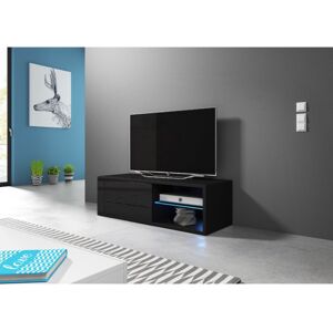 VIVALDI TV stolík BEST 100 cm čierny/čierny lesk s LED osvetlením