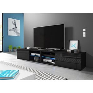VIVALDI TV stolík BEST 200 cm čierny/čierny lesk s LED osvetlením