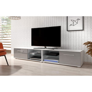 VIVALDI TV stolík MOON 200 cm biely/sivý lesk