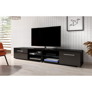 VIVALDI TV stolík MOON 200 cm čierny / čierny lesk