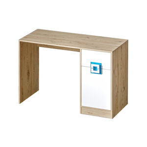 KONSIMO Písací stôl CAMBI dub biely modrý 120 x 78 x 50 cm