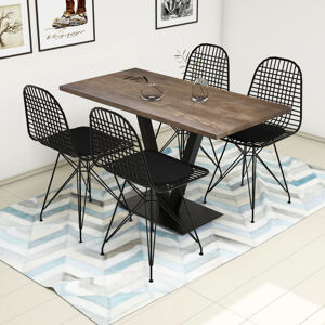 ASIR Jedálenský set SUN stôl, stoličky orech, čierna