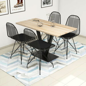 ASIR Jedálenský set SUN stôl, stoličky breza, čierna