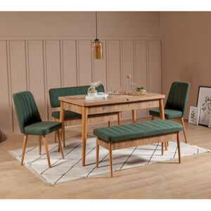 ASIR Jedálenský set stôl, stoličky VINA borovica atlantic, zelená