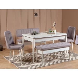 ASIR Jedálenský set stôl, stoličky VINA biela, sivá