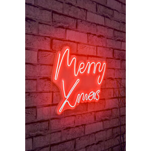 ASIR Dekoratívny nástenný nápis MERRY X MAS s LED podsvietením červenej farby