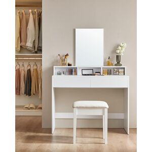 VASAGLE Toaletný stolík s veľkým zrkadlom biely