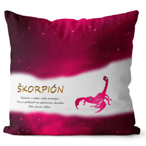 Vankúš Znamenie Škorpión (23.10. - 22.11.) - červený (Veľkosť: 55 x 55 cm)