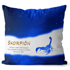Vankúš Znamenie Škorpión (23.10. - 22.11.) - modrý (Veľkosť: 55 x 55 cm)