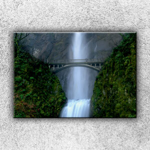 Foto na plátne Most pri vodopáde 50x35