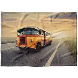 Deka Retro autobus  (Rozmer: 200 x 140 cm, Podšitie baránkom: NE)