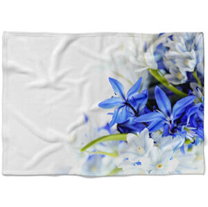 Deka Modré a biele kvety (Rozmer: 200 x 140 cm, Podšitie baránkom: NE)