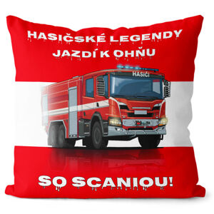 Vankúš Hasičské legendy – Scania (Veľkosť: 40 x 40 cm)