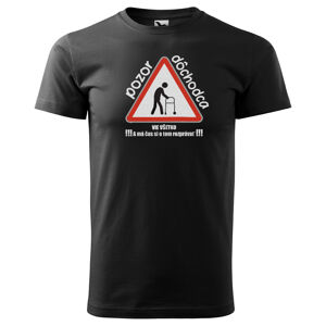 Tričko Pozor dôchodca (Veľkosť: XS, Typ: pre mužov, Farba tričká: Čierna)