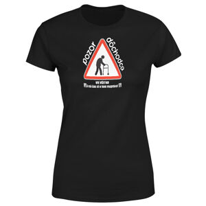 Tričko Pozor dôchodca (Veľkosť: XS, Typ: pre ženy, Farba tričká: Čierna)